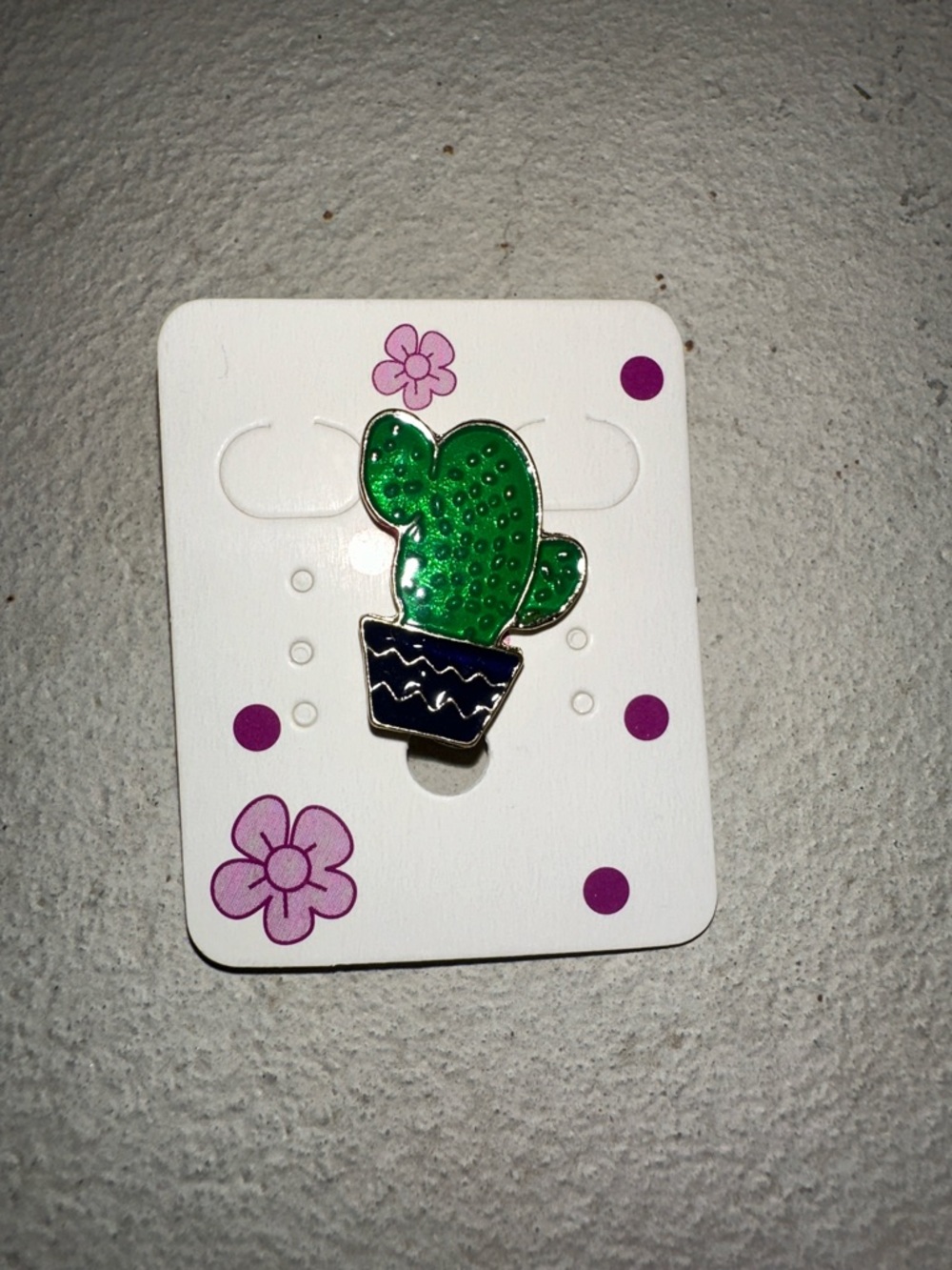 Cute Cactus Enamel Pin- Bright Green & Purple